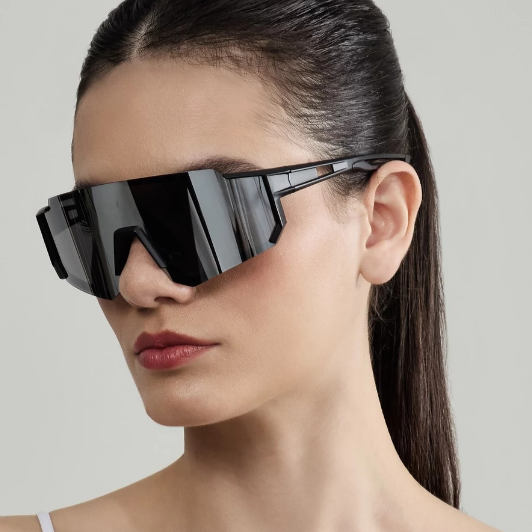 Óculos Esportivo Unissex Lente Espelhada e Armação Preta - OE02