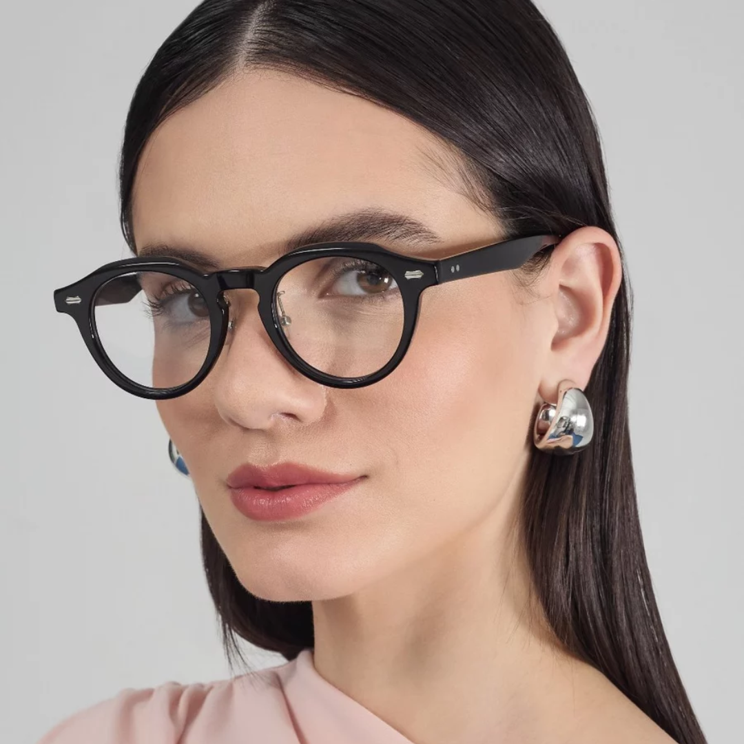 Armação para Óculos de Grau Feminino Redondo Preto - AF03