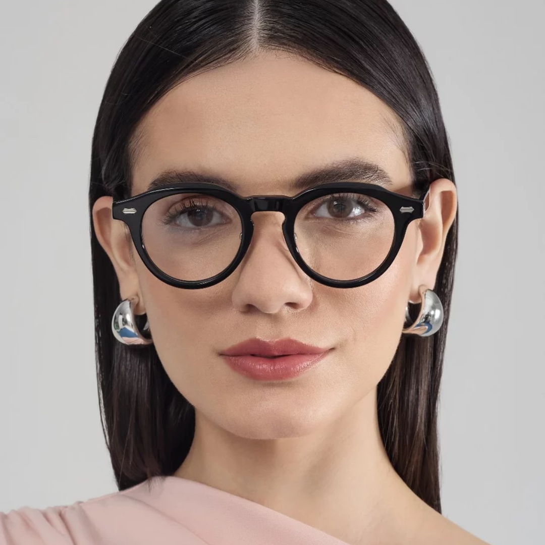 Armação para Óculos de Grau Feminino Redondo Preto - AF03