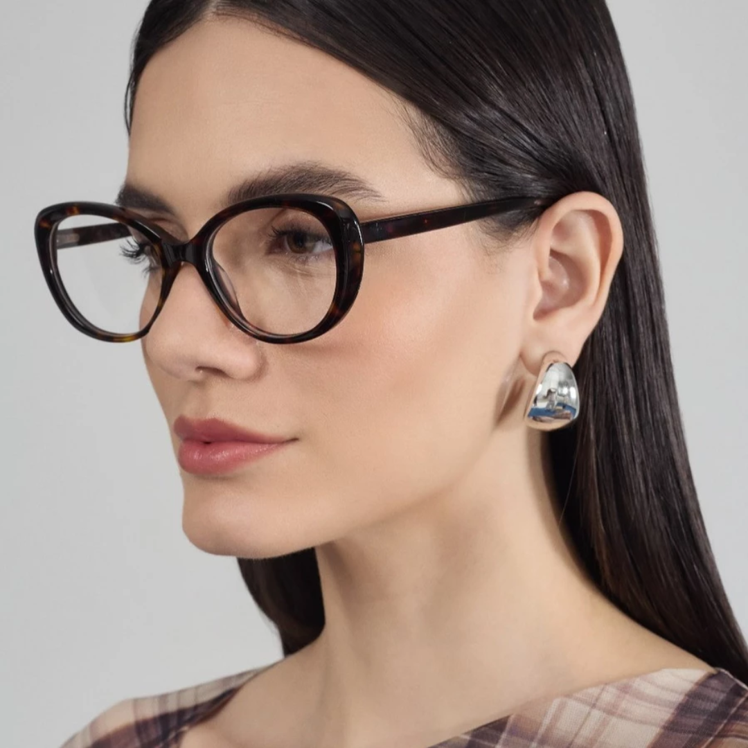 Armação para Óculos de Grau Feminino Redondo Marrom - AF04