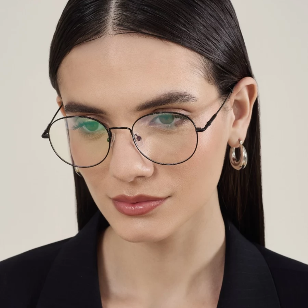 Armação para Óculos de Grau Feminino Flexível Redondo Preto - AF06