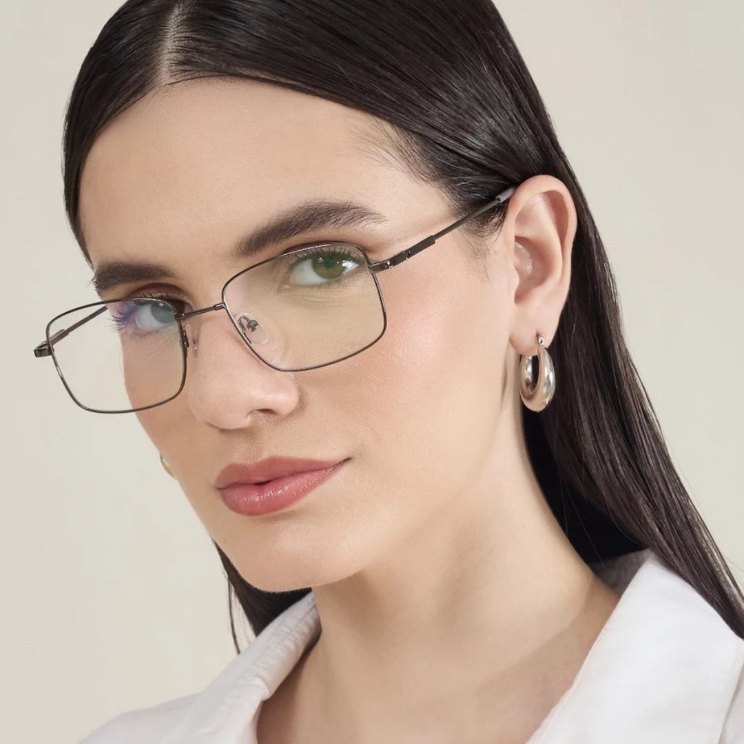 Armação para Óculos de Grau Unissex Flexível Quadrado Cinza - AU100