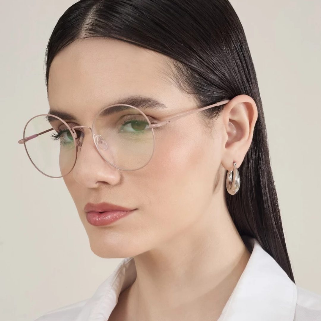 Armação para Óculos de Grau Feminino Redondo Flexível Rosa Claro - AF07