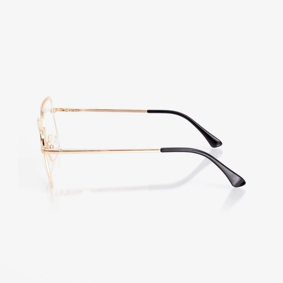 Armação para Óculos de Grau Quadrado Dourado e Preto - AF08