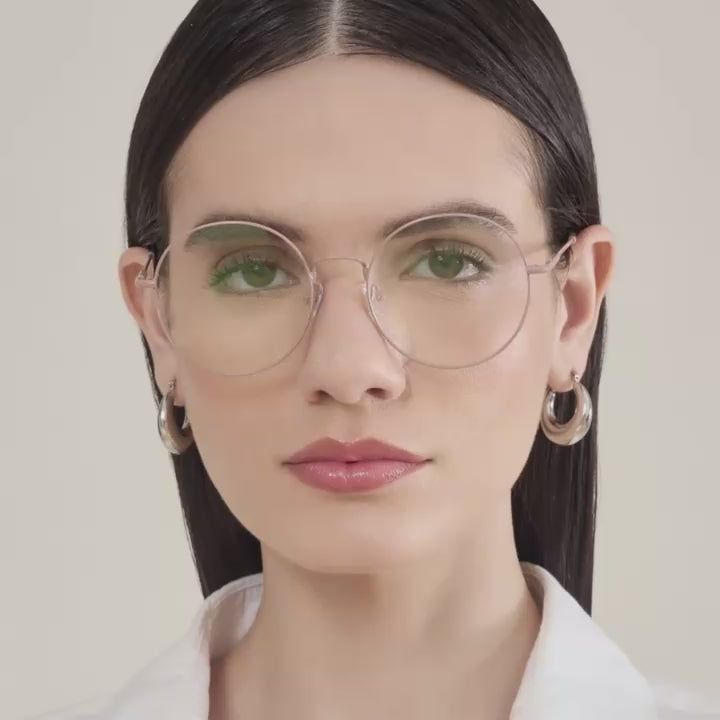 Armação para Óculos de Grau Feminino Redondo Flexível Rosa Claro - AF07