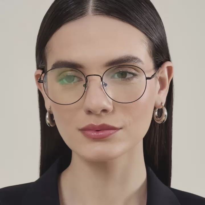 Armação para Óculos de Grau Feminino Flexível Redondo Preto - AF06